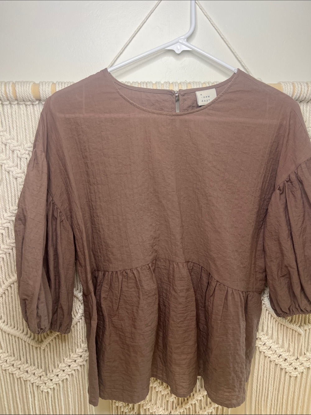 a new day Mauve-Brown Peplum Tunic Top